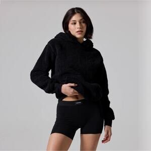 Talentless Sherpa Hoodie Women Large Black Pullover Sweatshirt Lounge Athleisure